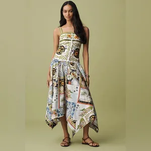 Farm Rio Multicolor Latin Trip Scarves Organic Cotton Midi Dress S thumbnail 11