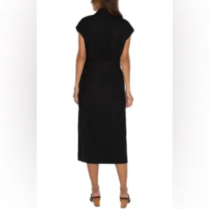 NWT Liverpool Los Angeles X Nordstrom Collared Wrap Dress in Black thumbnail 6