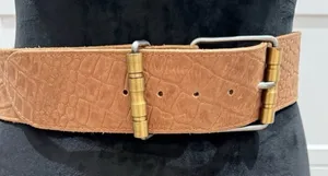 Women’s leather belt with 2 tone buckle thumbnail 1