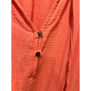 Knox Rose Womens Large Coral Pink Gauze Boho Romper Tassel Tie Ruffle Sleeve L‎ thumbnail 6