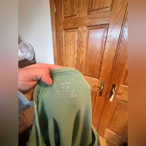American Eagle - Sage Green Long Sleeve Henley Shirt thumbnail 2