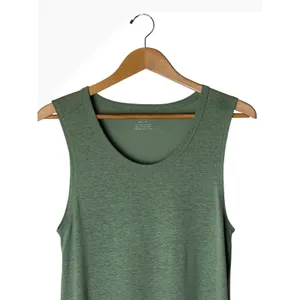 Aerie Tank Dress Women XXS Olive Green Linen Blend Midi High Low Athleisure thumbnail 4