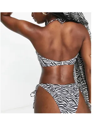 South Beach nwt size 4 Zebra Print Bikini Top Black & White asos thumbnail 2