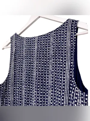 Madewell Blue White Batik Print Silk Paperbag Ruffle Waist Dress Size 8 Womens thumbnail 10