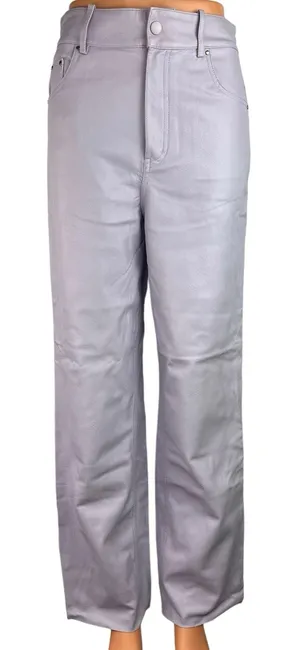 Zara Lilac Purple Wide Straight Leg Baggy Leather Pockets Casual Ankle Pants S thumbnail 1