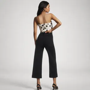 Anthropologie Maeve Jeans Women's 34 Colette Crop Wide Leg High Rise Pant Black thumbnail 2