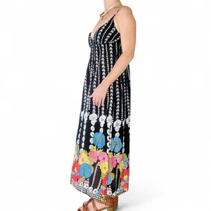 Derek Heart Black White Colorful Floral Sleeveless Maxi Dress thumbnail 3
