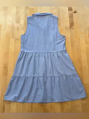 Stradivarius Light Blue Sleeveless Button-Down Tiered Dress thumbnail 2