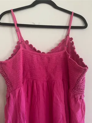 SO Pink Crochet Cotton Mini Dress XXL Beach Vacation Summer Resort thumbnail 7