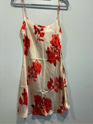 Meshki Cream Mini Satin Dress Medium thumbnail 4