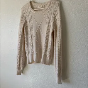 Cyrus Cream Cable Knit Sweater Ivory Size M Academy Preppy thumbnail 9