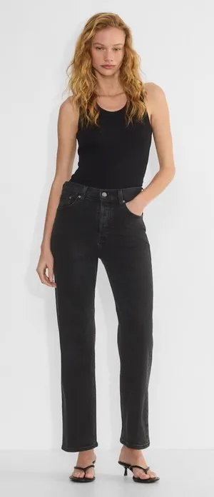 Denim Forum The Arlo High Rise Straight Jean in Black‎ Size 26 x 26 L thumbnail 1