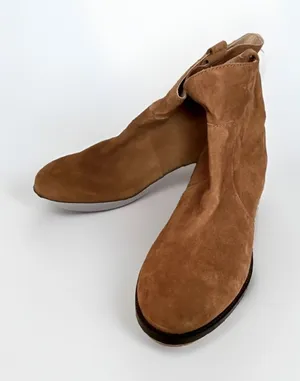 Lands End Womens Cognac Brown Suede Slouchy Ankle Boots Low Block Heel‎ Size 8.5 thumbnail 1