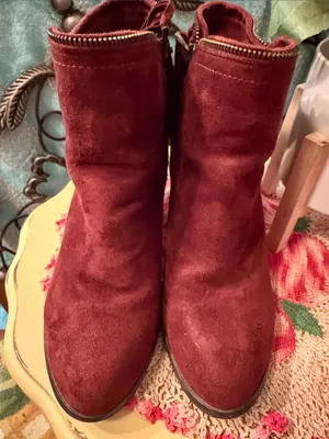 😍😍😍BOGOHO😍😍😍Women's Suede Fringe Ankle Boots - Rust-10 thumbnail 2
