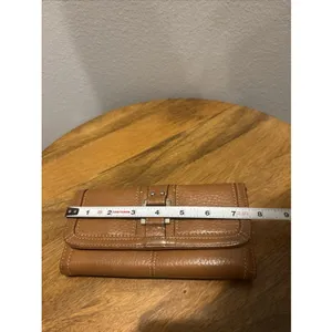 FOSSIL Brown Pebbled Leather~Trifold Wallet‎ w/Buckle & Stitch Design~Women's thumbnail 10