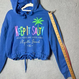 Myrtle Beach Hoodie Womens XL Blue Keep It Salty Long Sleeve‎ Drawstring Hem thumbnail 4