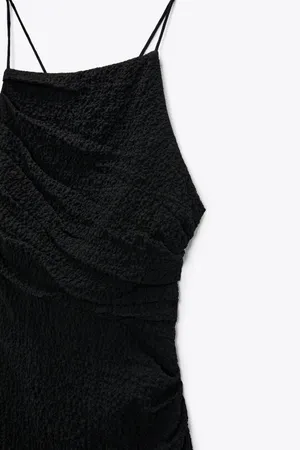 ZARA textured draped little black mini dress thumbnail 8