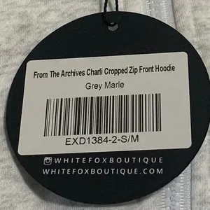 White Fox Charli Cropped Zip Front Hoodie Womens S/M Grey Marle Star Streetwear thumbnail 8