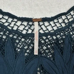 Free People Island Sun Top Women’s Small Blue Open Side Crochet Tank Boho thumbnail 2