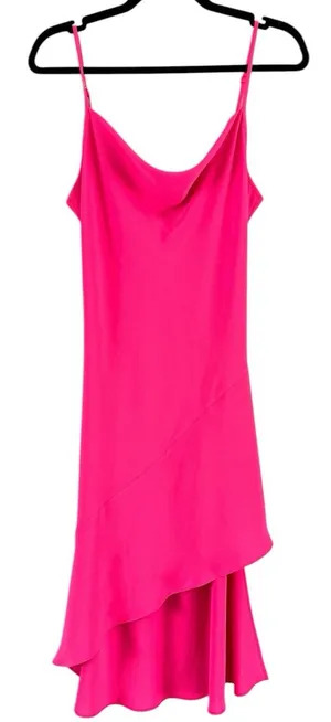 Amanda Uprichard Hot Pink Rafaela Dress Size Medium Cowl Neck Sleeveless USA thumbnail 1