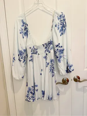 FREE PEOPLE Francesca Mini Dress in Tonal Blue size Medium thumbnail 4