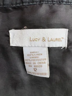 Lucy & Laurel Women's Black Linen A-Line Skirt with White Floral Embroidery Size thumbnail 5