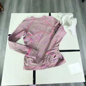 Lululemon Swiftly Tech Long Sleeve Crew Shirt Chevron Knit Purple Yellow Size 6 thumbnail 19