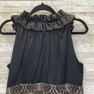 Coldwater Creek Womens‎ 14 Dress Cocktail Black Tan Lace Ruffled Neck Sleeveless thumbnail 7