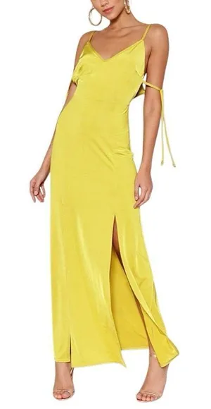 NWT Nasty Gal Long Term Yellow Maxi Dress Sz 8 thumbnail 1