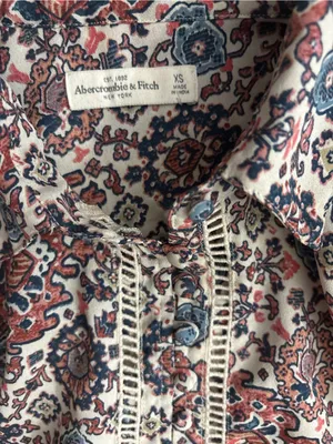 Abercrombie & Fitch Floral Paisley Button-Trim Blouse - Pink, Blue & Cream thumbnail 2