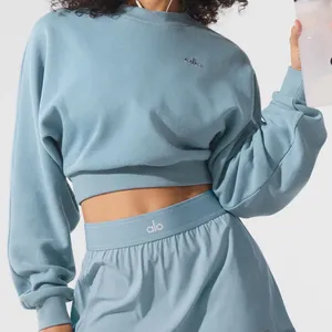 Alo Yoga Cropped Accolade Crewneck Celestial Blue XS thumbnail 2