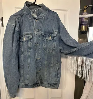Amazon White Fringe Jean Jacket thumbnail 1