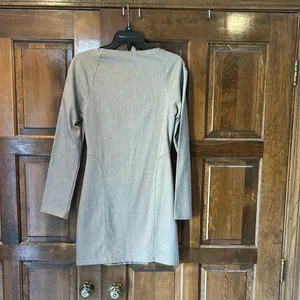 Zara Brown Micro Plaid Square Neck Dress Long Sleeve Mini Size Medium‎ M thumbnail 6