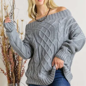 ✨NWT ADORA Cable Knit Off‎ Shoulder Sweater Size M thumbnail 1