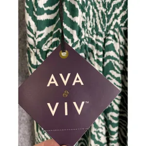 NWT Ava Viv Green Zebra Print Midi Dress Smocked Bodice‎ Ruffle 1X thumbnail 4