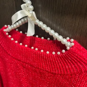 Crown & Ivy‎ red sweater pearl oversized xxl thumbnail 2