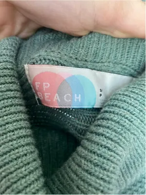 Free People FP Beach Cotton Turtleneck Sweater Sage Green Cozy Quiet Luxury Vaca Lounge Boho thumbnail 4