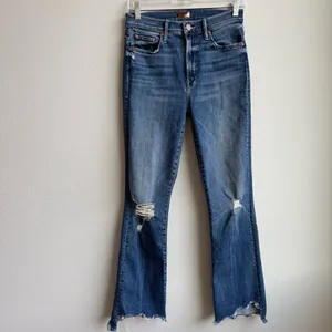 MOTHER The Insider Crop Step Chew Dancing On Coals Flare Hem Size 26 Blue thumbnail 2