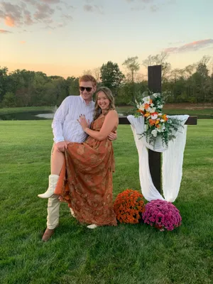Amazon burnt orange floral print dress thumbnail 3