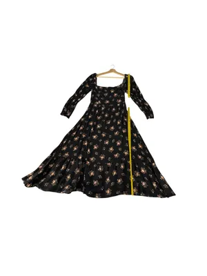 Reformation Mica Midi Dress Womens 12 Black Floral Whimsigoth Practical Magic thumbnail 11