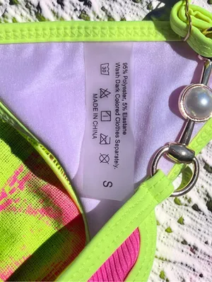 Hot Pink & Neon Yellow Pearl Accent Bikini Set Small thumbnail 12