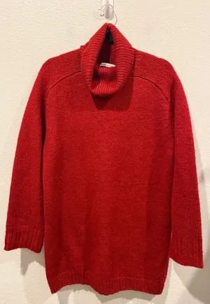 ABERCROMBIE AND FITCH Oversized Cowl Neck Knit Red Sweater thumbnail 1