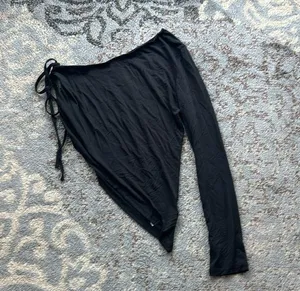 Edikted Dolls Kill Franki Long Sleeve Asymmetric Crop Top Black XL thumbnail 8