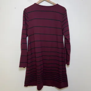 J. Jill‎ Women Tunic Dress Large Burgundy Black Stripe Long Sleeve Knit Lounge thumbnail 7