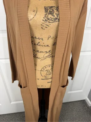 House of CB Size S Camel Brown Floor Length Open Front Duster Cardigan NWOT thumbnail 5
