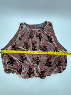 Anthropologie pink Floral Halter Crop Camisole thumbnail 6