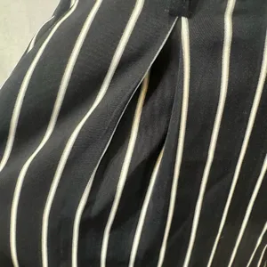 Navy gray and white pinstripe pleated palazzo wide leg trouser pants size large thumbnail 8