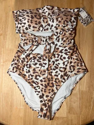 Aerie One Piece Full Coverage Swimsuit Animal Print Medium BNWTS $59.96 thumbnail 4