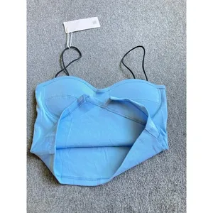 Women Seamless Irregular Crop Tops Sleeveless‎ Cotton Short Top Padded bra Cami thumbnail 5