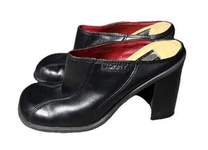 Vintage Tommy Hilfiger Women's 6 Black Chunky Platform Slides 90s Y2K Sandals thumbnail 1